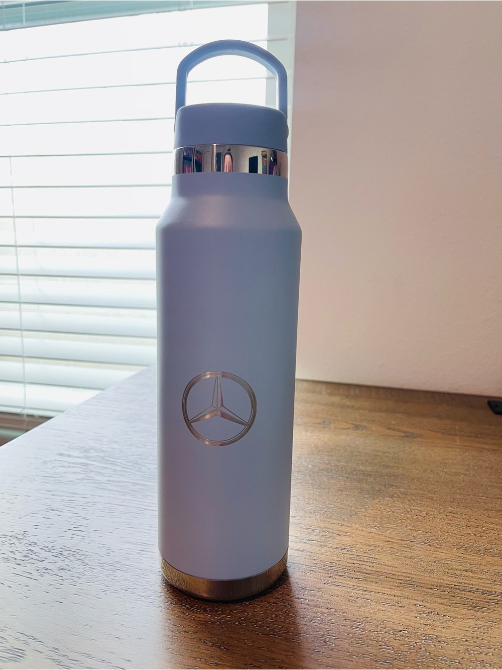 Mercedes Benz Blue Matte with Silver Chrome details Hot Cold Drink Bottle NEW